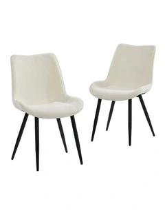 Oikiture 2x Dining Chairs Kitchen Accent Chairs Upholstered Linen Fabric White