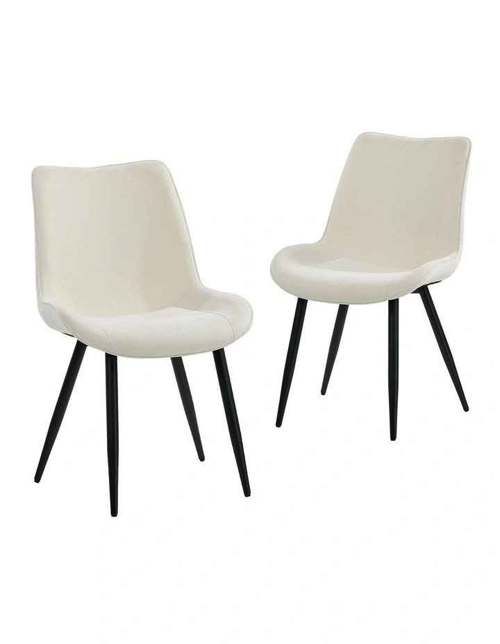Oikiture 2x Dining Chairs Kitchen Accent Chairs Upholstered Linen Fabric White image 1