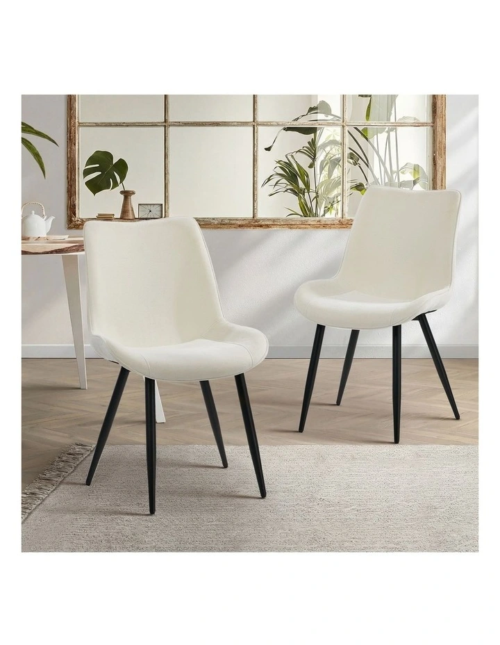 Oikiture 2x Dining Chairs Kitchen Accent Chairs Upholstered Linen Fabric White image 4