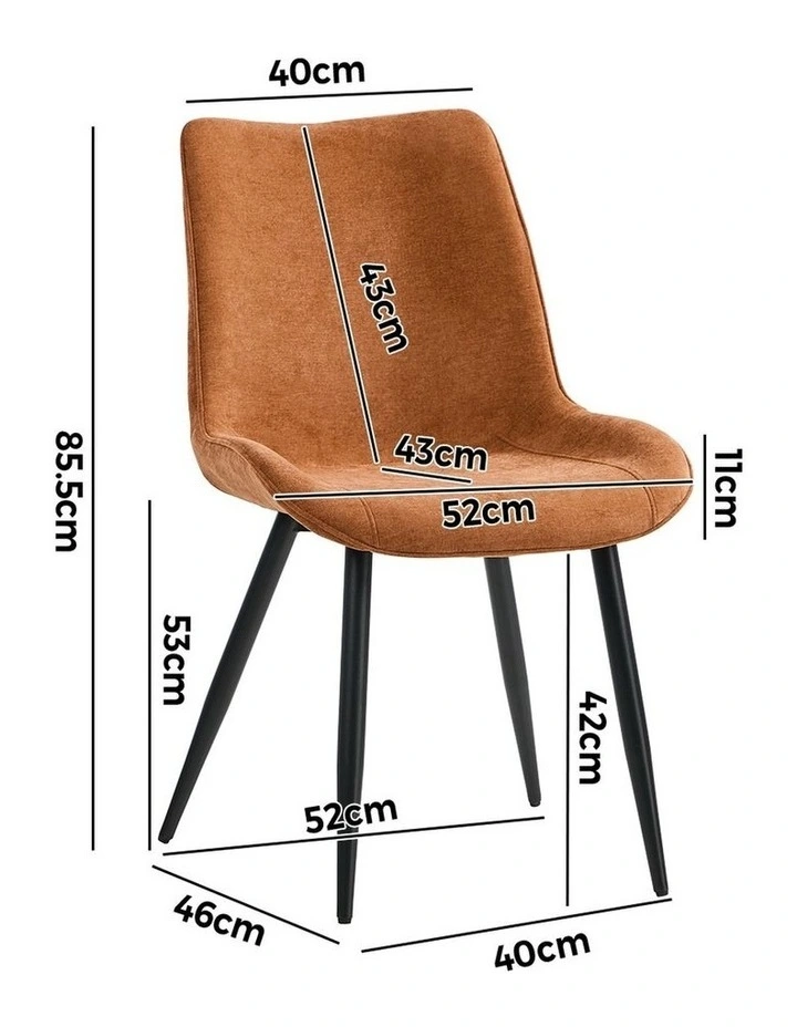 Oikiture 2x Dining Chairs Kitchen Accent Chairs Upholstered Linen Fabric Orange image 3