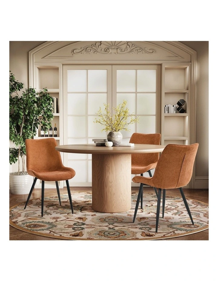 Oikiture 2x Dining Chairs Kitchen Accent Chairs Upholstered Linen Fabric Orange image 7