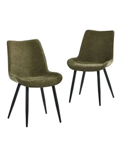 Oikiture 2x Dining Chairs Kitchen Accent Chairs Upholstered Linen Fabric Green