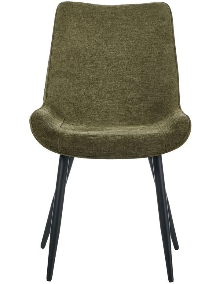 Oikiture 2x Dining Chairs Kitchen Accent Chairs Upholstered Linen Fabric Green image 2