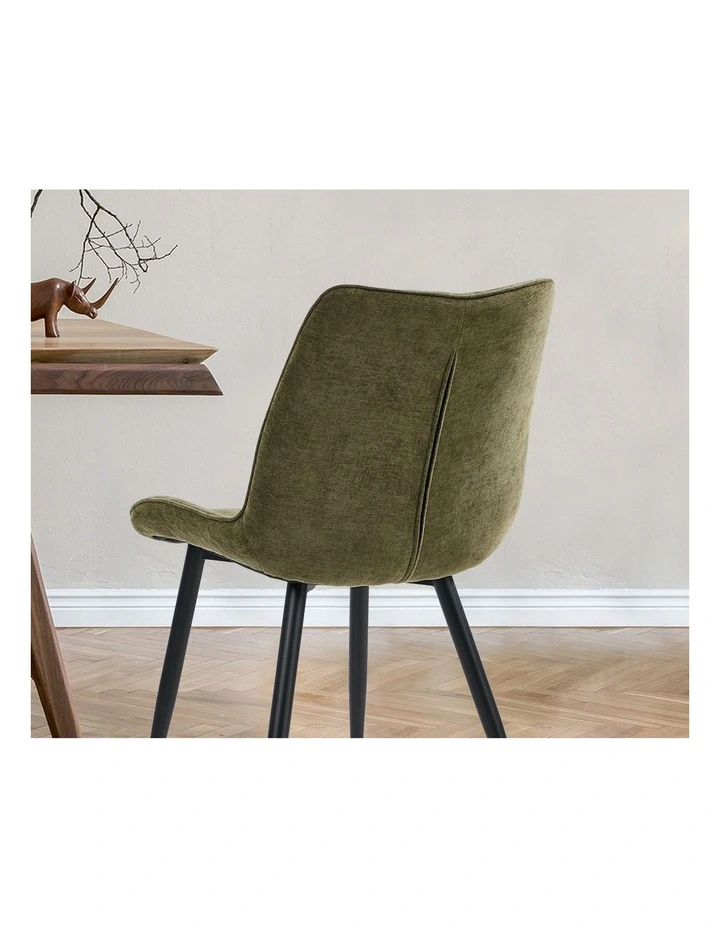 Oikiture 2x Dining Chairs Kitchen Accent Chairs Upholstered Linen Fabric Green image 6