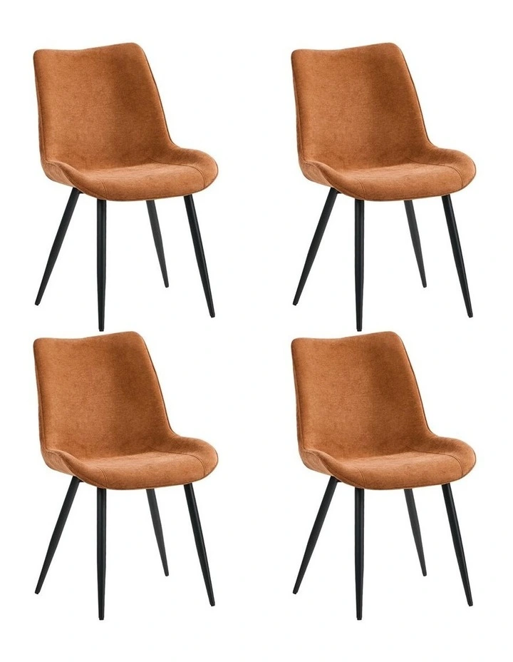 Oikiture 4x Dining Chairs Kitchen Accent Chairs Upholstered Linen Fabric Orange image 1