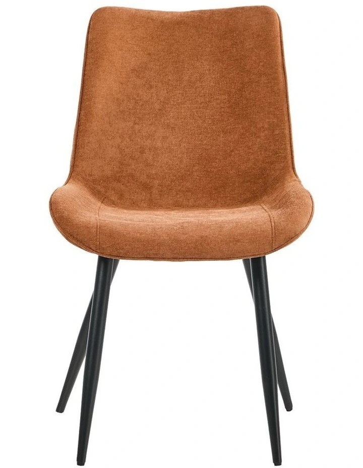 Oikiture 4x Dining Chairs Kitchen Accent Chairs Upholstered Linen Fabric Orange image 2