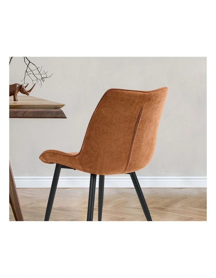 Oikiture 4x Dining Chairs Kitchen Accent Chairs Upholstered Linen Fabric Orange image 6