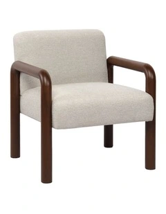 Oikiture Armchair Fabric Accent Chair Lounge Sofa Walunt Timber Look Legs