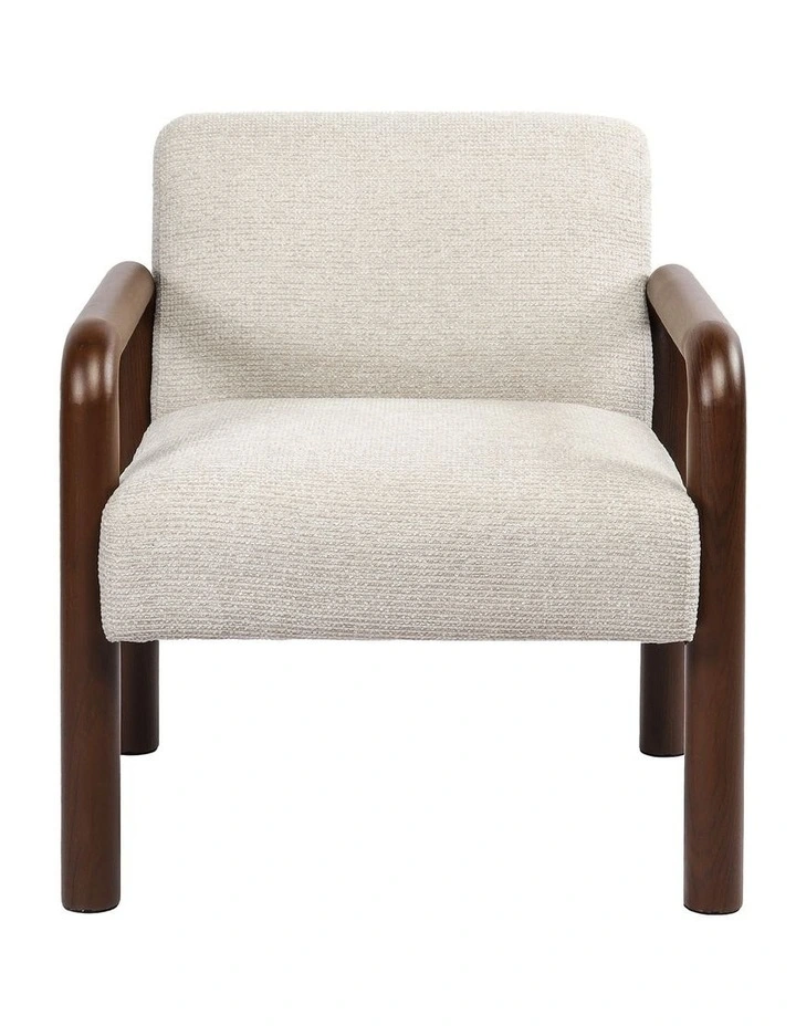 Oikiture Armchair Fabric Accent Chair Lounge Sofa Walunt Timber Look Legs image 2