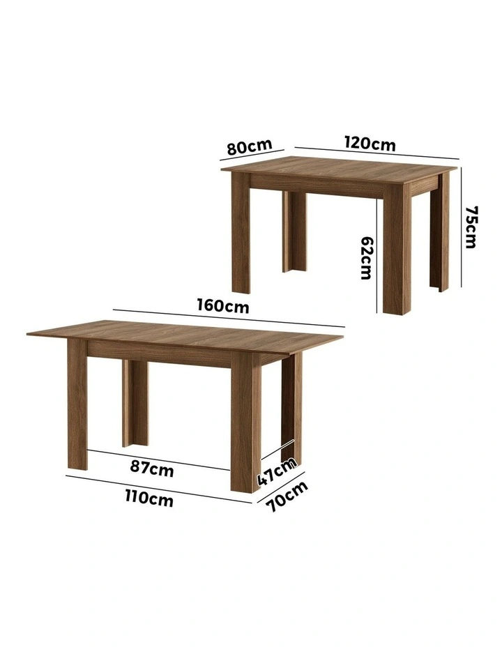 Oikiture 160cm Extendable Dining Table Kitchen Restaurant Cafe Table Walnut image 3