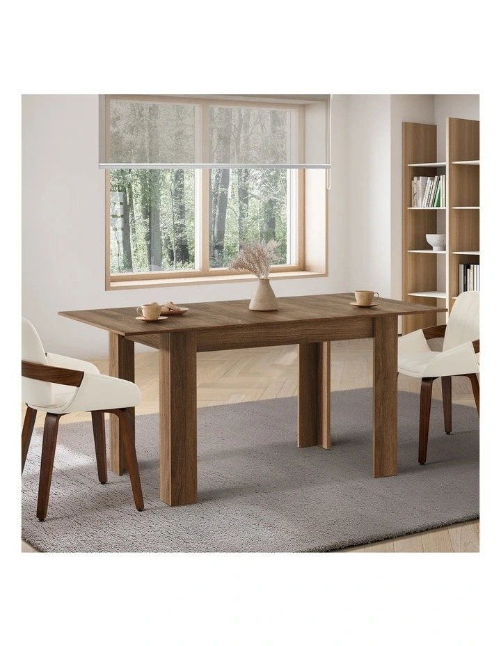 Oikiture 160cm Extendable Dining Table Kitchen Restaurant Cafe Table Walnut image 4