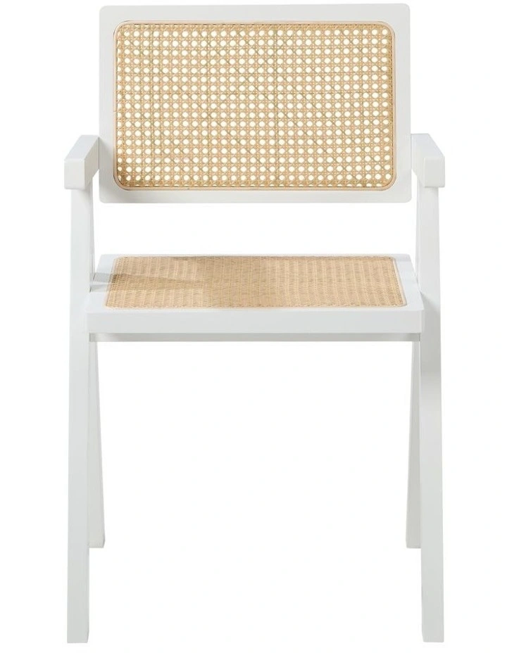 Oikiture 4x Dining Chairs PE Rattan Chair Bamboo Frame White image 2