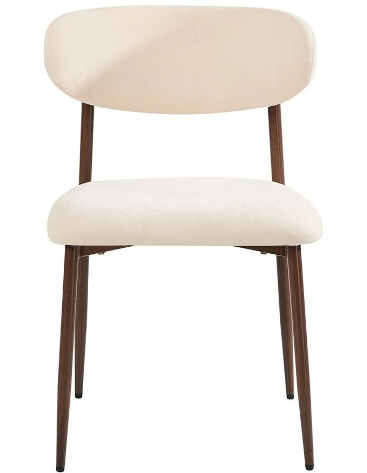 Oikiture 4x Dining Chairs Kitchen Chair Cafe Lounge Chair Boucle Walnut&Beige image 2