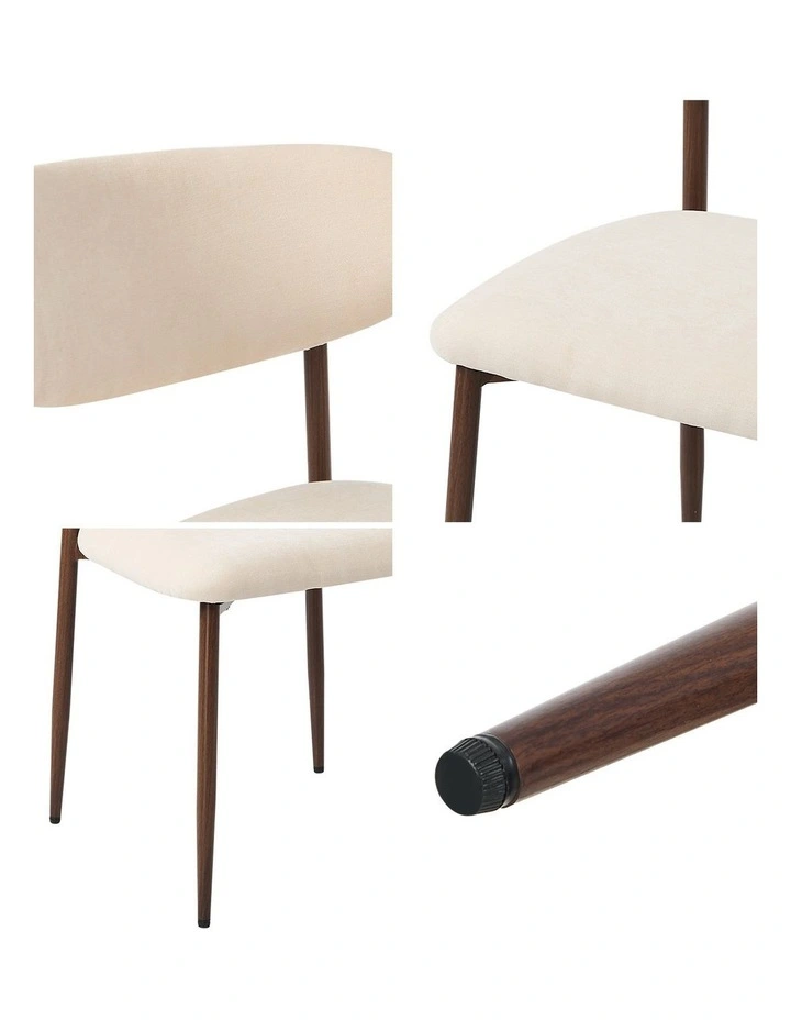 Oikiture 4x Dining Chairs Kitchen Chair Cafe Lounge Chair Boucle Walnut&Beige image 6