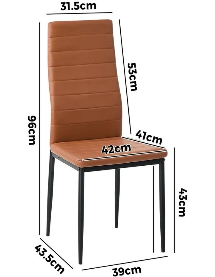 Oikiture 6PCS Dining Chairs High-Back Kitchen Chair Padded Faux Leather Brown image 3