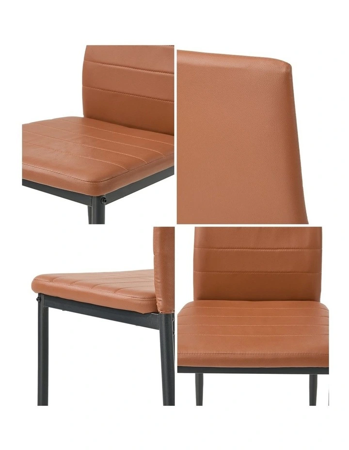 Oikiture 6PCS Dining Chairs High-Back Kitchen Chair Padded Faux Leather Brown image 6