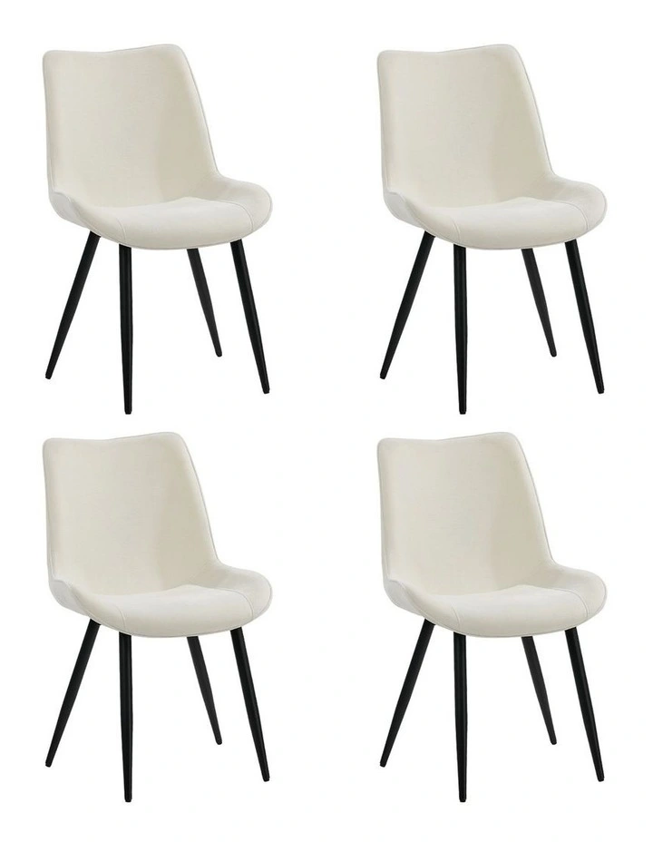 Oikiture 4x Dining Chairs Kitchen Accent Chairs Upholstered Linen Fabric White image 1