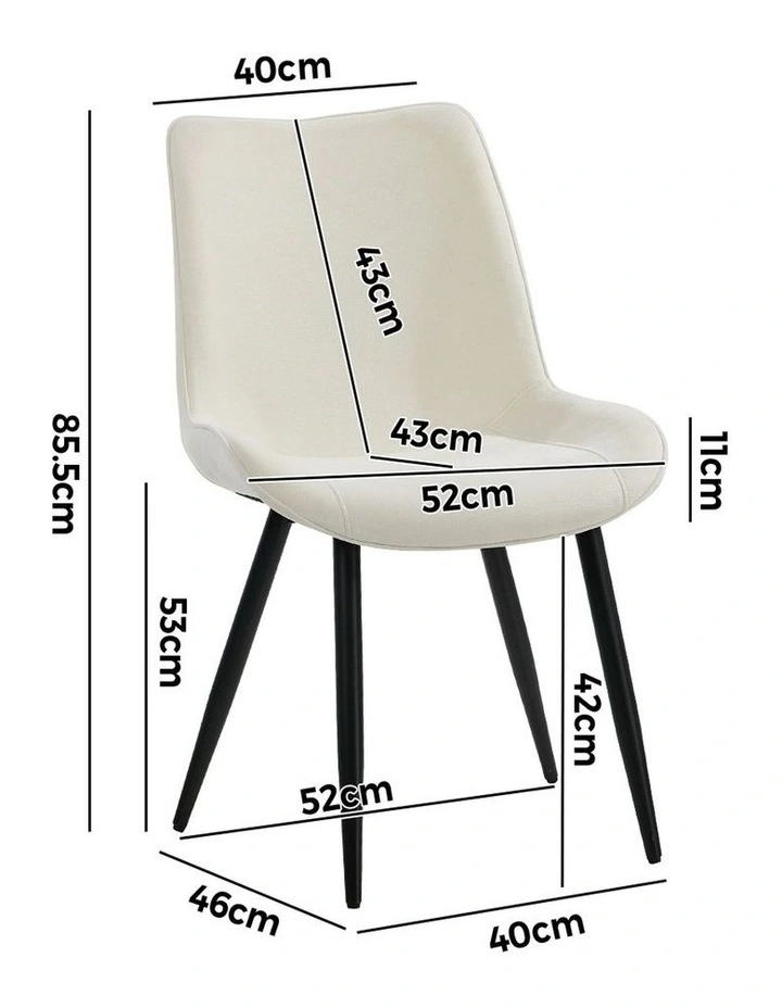 Oikiture 4x Dining Chairs Kitchen Accent Chairs Upholstered Linen Fabric White image 3