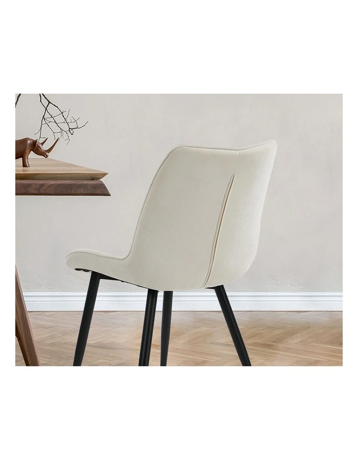 Oikiture 4x Dining Chairs Kitchen Accent Chairs Upholstered Linen Fabric White image 6