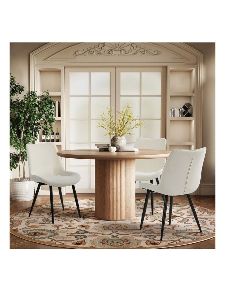 Oikiture 4x Dining Chairs Kitchen Accent Chairs Upholstered Linen Fabric White image 7