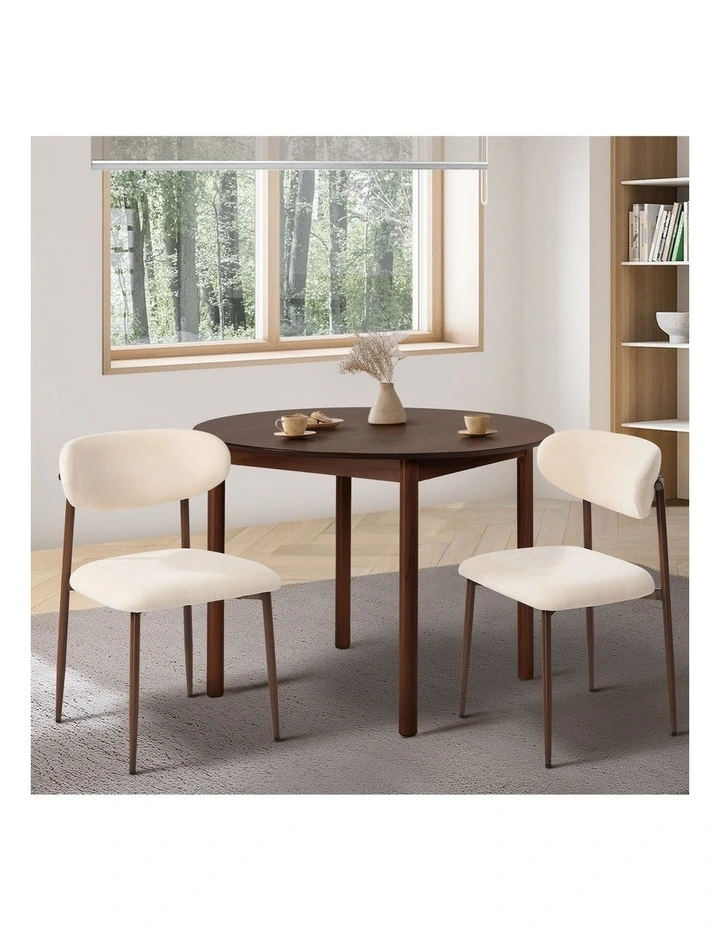 Oikiture 2x Dining Chairs Kitchen Chair Cafe Lounge Chair Boucle Walnut&Beige image 4