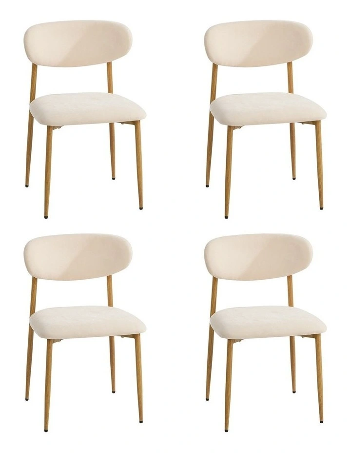 Oikiture 4x Dining Chairs Kitchen Chair Cafe Lounge Chair Boucle Beige&Natural image 1