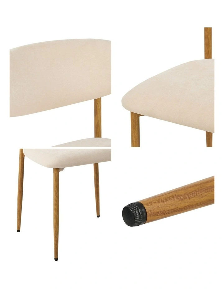 Oikiture 4x Dining Chairs Kitchen Chair Cafe Lounge Chair Boucle Beige&Natural image 6
