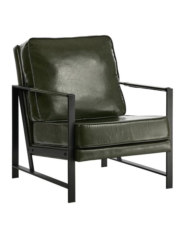 Oikiture Lounge Armchair Sofa Chair Faux Leather Accent Armchairs Green image 1