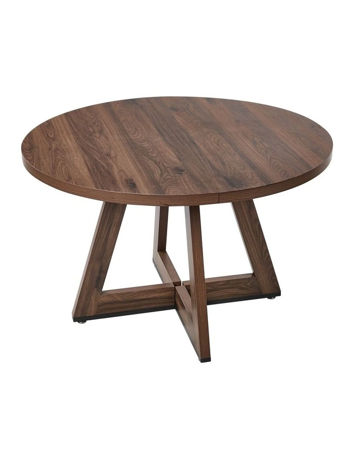 Oikiture 120cm Round Dining Table Wooden Kitchen Furniture Walnut image 1