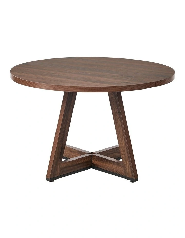 Oikiture 120cm Round Dining Table Wooden Kitchen Furniture Walnut image 2