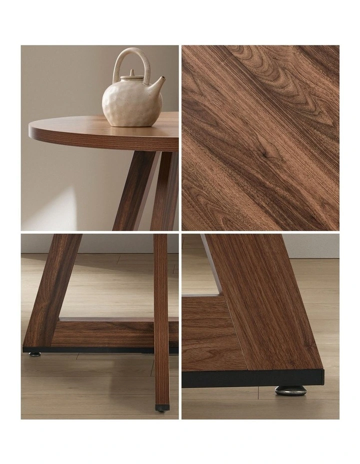 Oikiture 120cm Round Dining Table Wooden Kitchen Furniture Walnut image 6