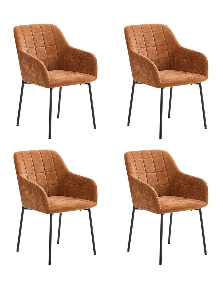 Oikiture 4x Dining Chairs Kitchen Accent Armchairs Chenille Fabric Orange image 1