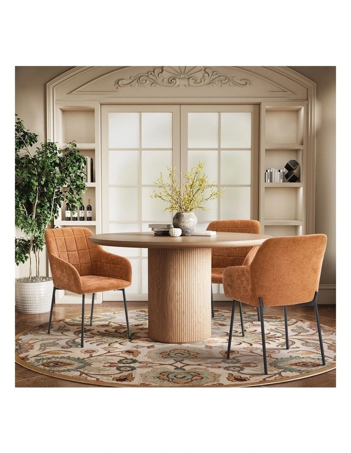 Oikiture 4x Dining Chairs Kitchen Accent Armchairs Chenille Fabric Orange image 7