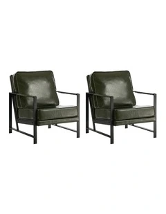 Oikiture 2x Lounge Armchair Sofa Chair Faux Leather Accent Armchairs Green