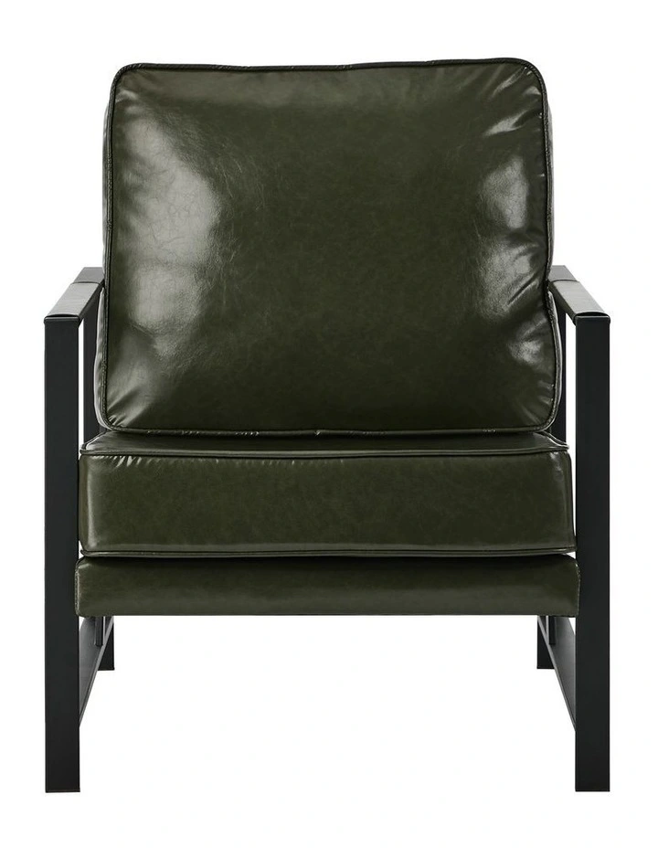 Oikiture 2x Lounge Armchair Sofa Chair Faux Leather Accent Armchairs Green image 2