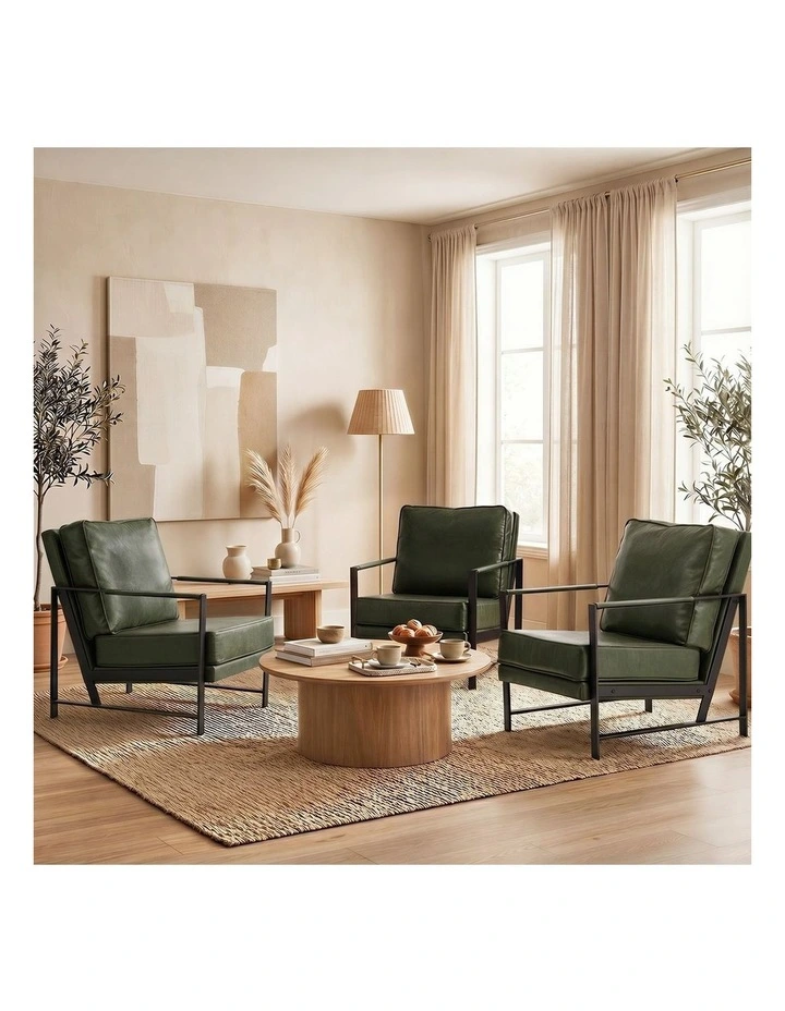 Oikiture 2x Lounge Armchair Sofa Chair Faux Leather Accent Armchairs Green image 7