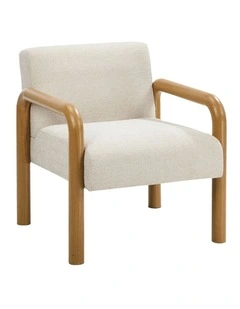 Oikiture Armchair Fabric Accent Chair Lounge Sofa Beige Timber Look Legs