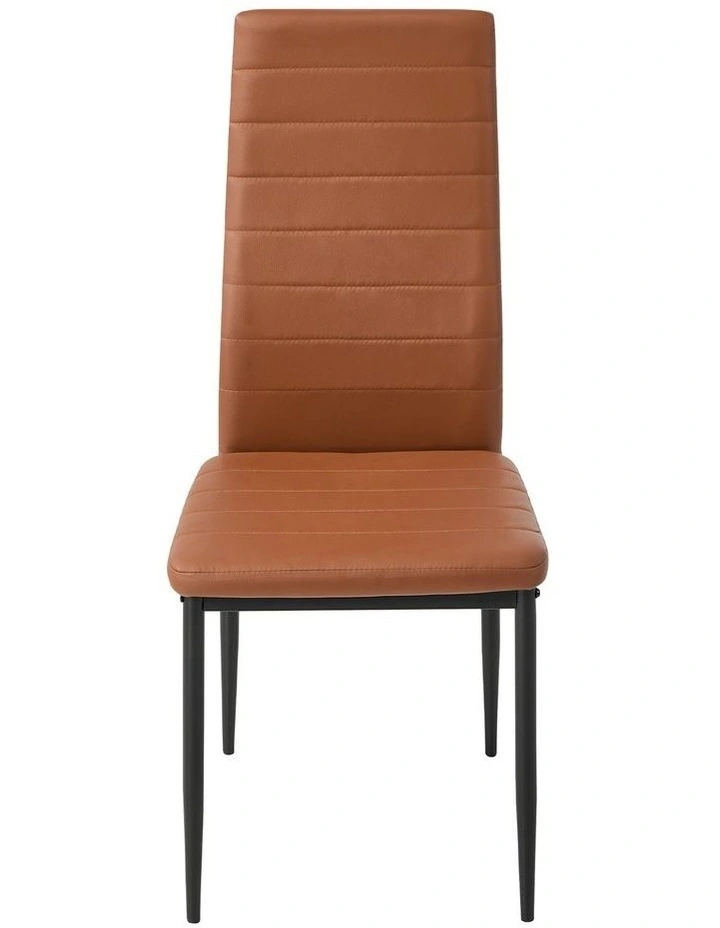 Oikiture 4PCS Dining Chairs High-Back Kitchen Chair Padded Faux Leather Brown image 2