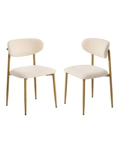 Oikiture 2x Dining Chairs Kitchen Chair Cafe Lounge Chair Boucle Beige&Natural