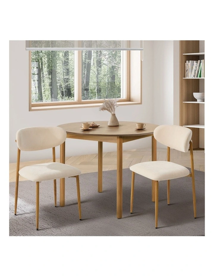 Oikiture 2x Dining Chairs Kitchen Chair Cafe Lounge Chair Boucle Beige&Natural image 4