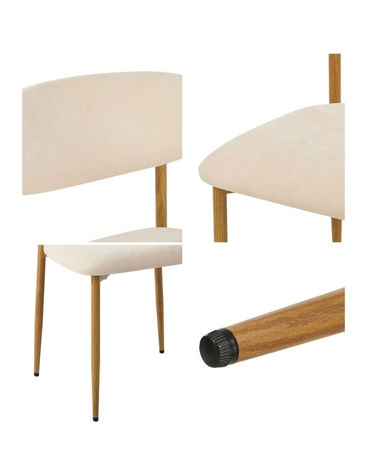 Oikiture 2x Dining Chairs Kitchen Chair Cafe Lounge Chair Boucle Beige&Natural image 6