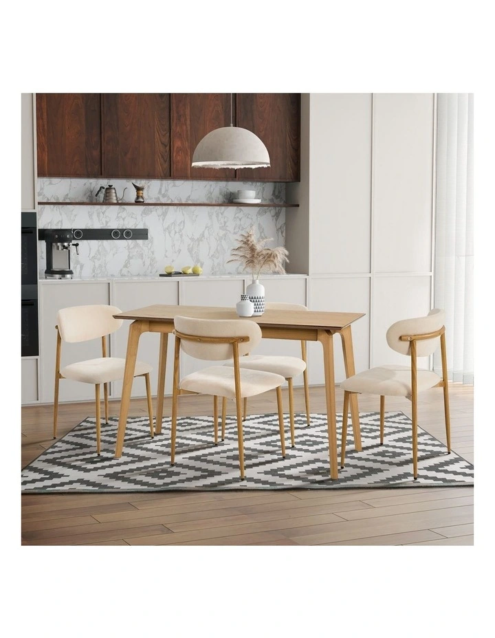 Oikiture 2x Dining Chairs Kitchen Chair Cafe Lounge Chair Boucle Beige&Natural image 7