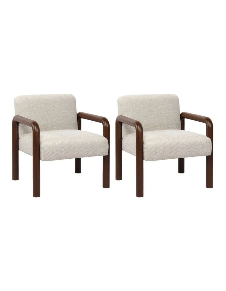 Oikiture 2x Armchair Fabric Accent Chair Lounge Sofa Walunt Timber Look Legs image 1