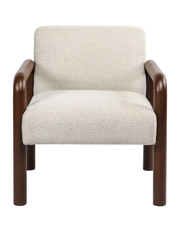 Oikiture 2x Armchair Fabric Accent Chair Lounge Sofa Walunt Timber Look Legs image 2