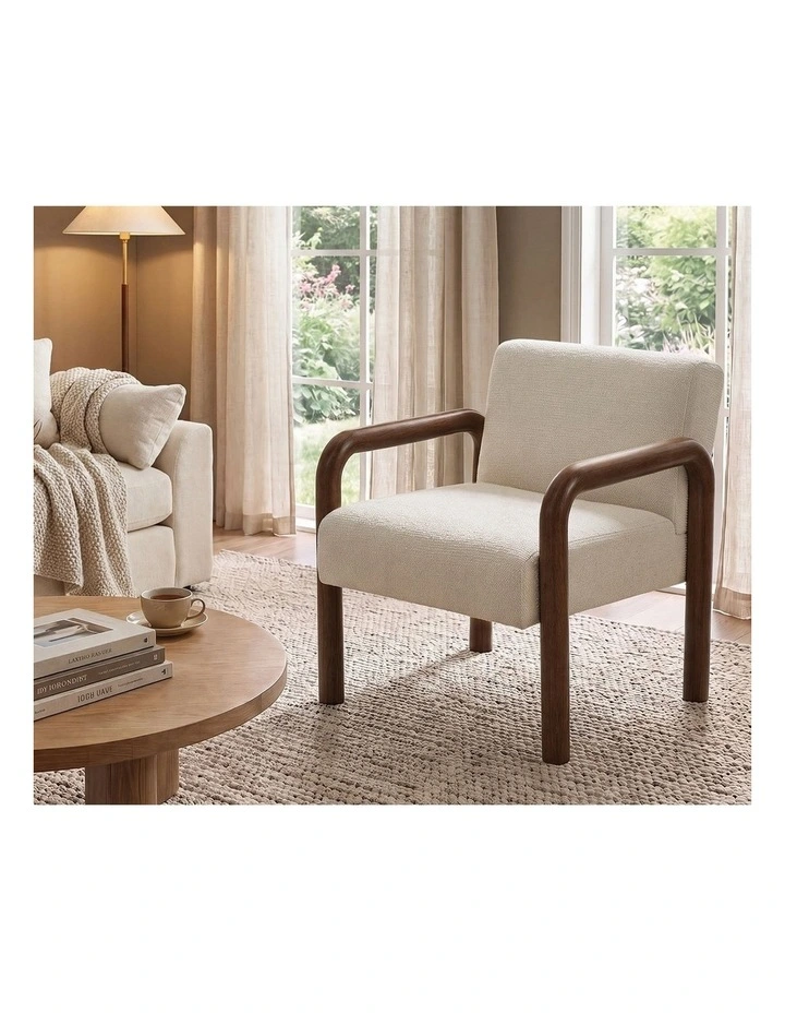 Oikiture 2x Armchair Fabric Accent Chair Lounge Sofa Walunt Timber Look Legs image 5