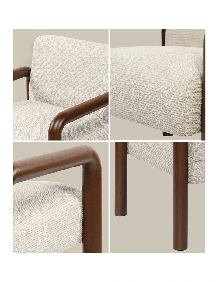 Oikiture 2x Armchair Fabric Accent Chair Lounge Sofa Walunt Timber Look Legs image 6