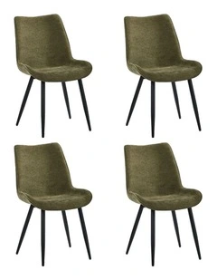 Oikiture 4x Dining Chairs Kitchen Accent Chairs Upholstered Linen Fabric Green