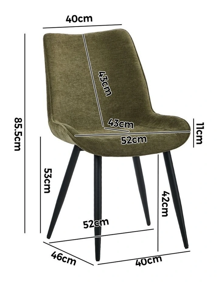 Oikiture 4x Dining Chairs Kitchen Accent Chairs Upholstered Linen Fabric Green image 3