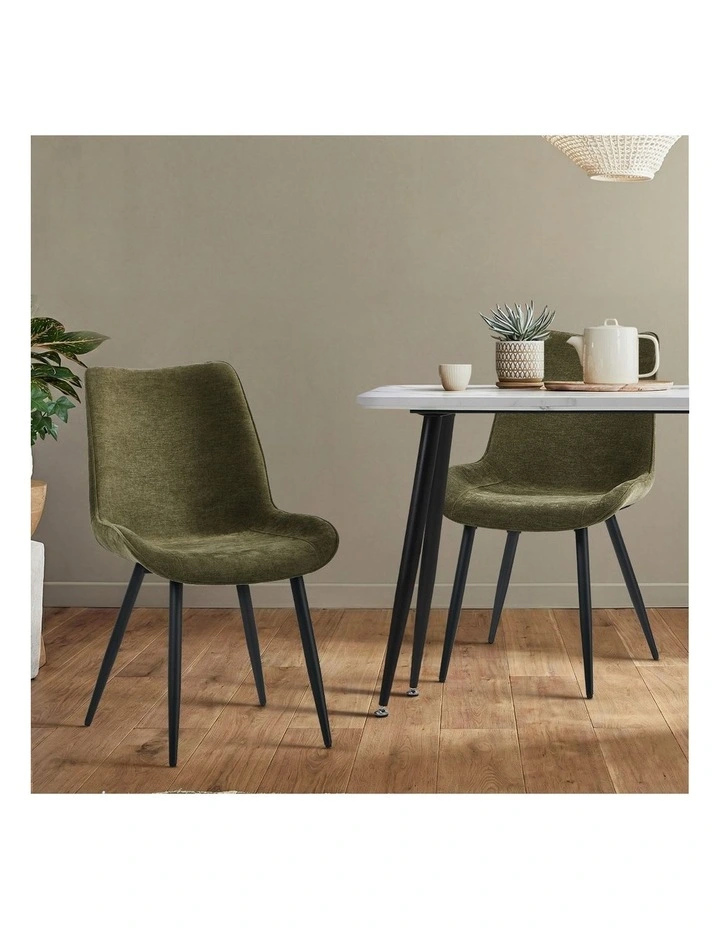 Oikiture 4x Dining Chairs Kitchen Accent Chairs Upholstered Linen Fabric Green image 5