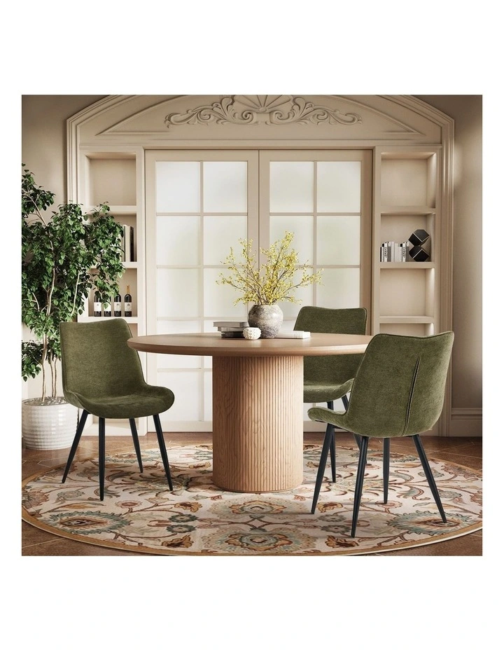 Oikiture 4x Dining Chairs Kitchen Accent Chairs Upholstered Linen Fabric Green image 7